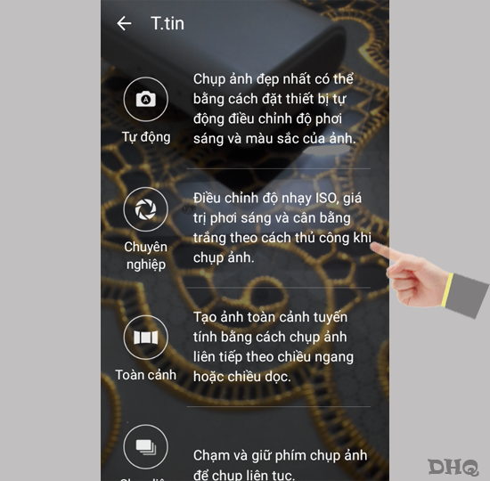Thông tin các chế độ chụp
